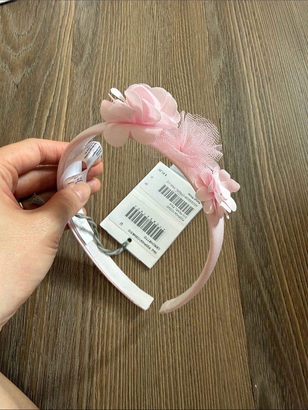 New il gufo headband with tulle flowers in pearl pink